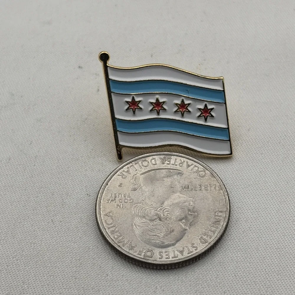 Chicago Illinois City Flag United States Of America Windy City Lapel Hat Pin